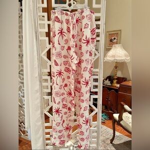 Cotton On Palm tree/seashell/sardine cotton Wide Leg Pants w/ pockets